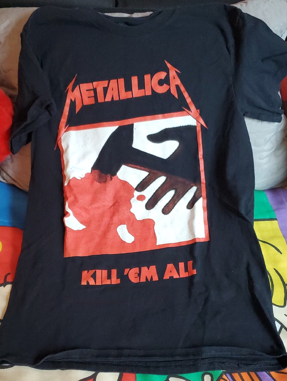 Metallica Kill 'Em All Black Graphic Tee - Red & White Print